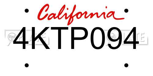 4KTP094 California License Plate