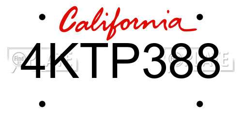 4KTP388 California License Plate