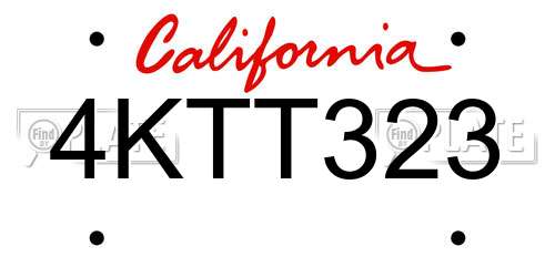 4KTT323 California License Plate