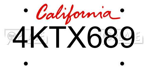 4KTX689 California License Plate