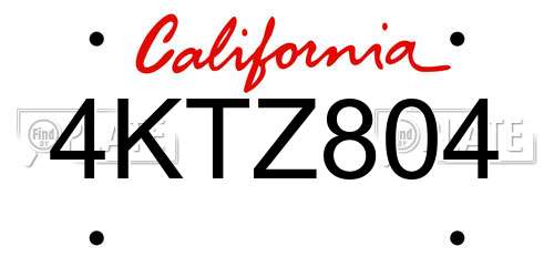 4KTZ804 California License Plate