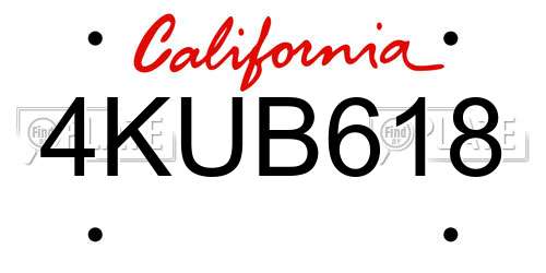 4KUB618 California License Plate