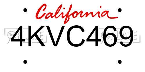 4KVC469 California License Plate