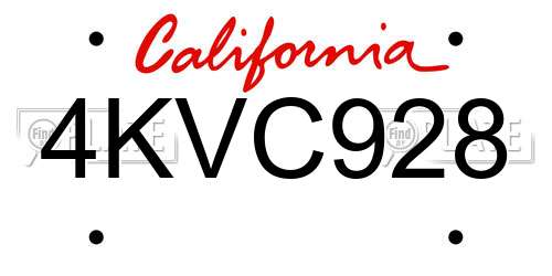 4KVC928 California License Plate