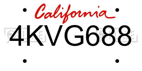 4KVG688 California License Plate