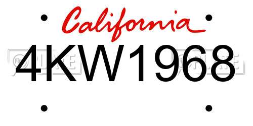 4KW1968 California License Plate
