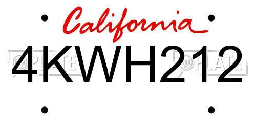 4KWH212 California License Plate
