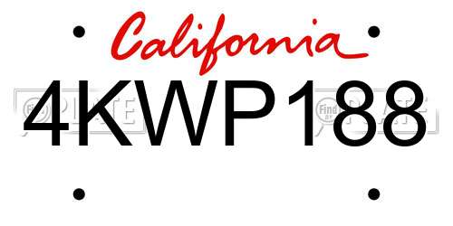4KWP188 California License Plate