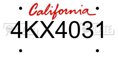 4KX4031 California License Plate