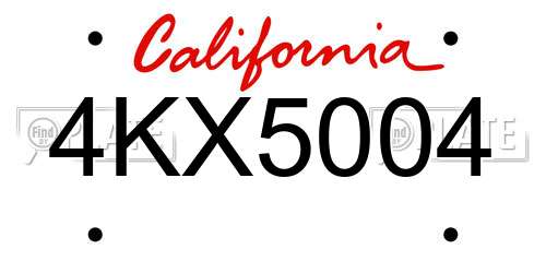 4KX5004 California License Plate