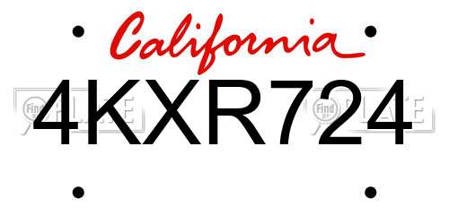 4KXR724 California License Plate