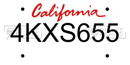 4KXS655 California License Plate