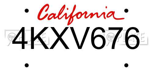 4KXV676 California License Plate