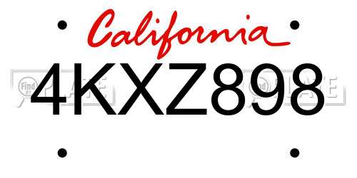 4KXZ898 California License Plate