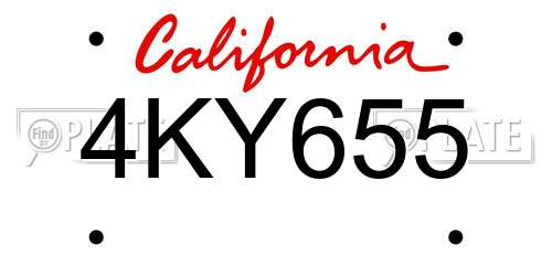 4KY655 California License Plate