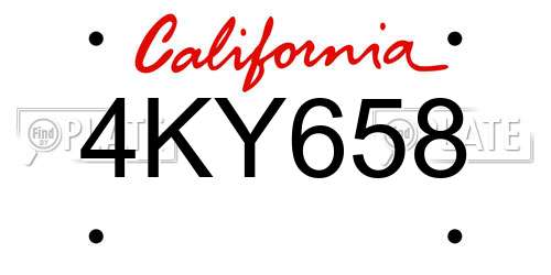 4KY658 California License Plate