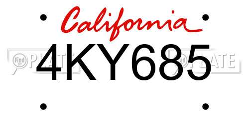 4KY685 California License Plate