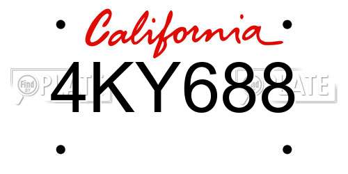 4KY688 California License Plate