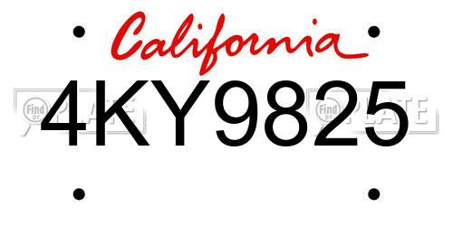 4KY9825 California License Plate