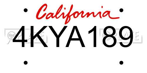 4KYA189 California License Plate