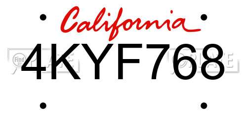 4KYF768 California License Plate