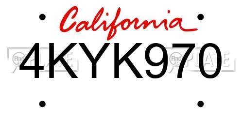 4KYK970 California License Plate