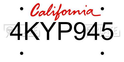 4KYP945 California License Plate