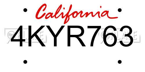 4KYR763 California License Plate