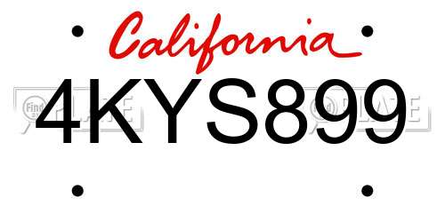 4KYS899 California License Plate