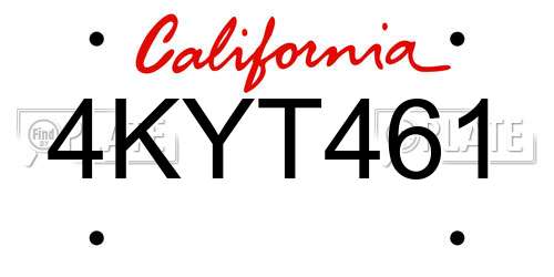 4KYT461 California License Plate