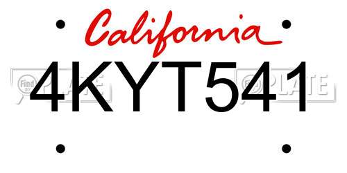 4KYT541 California License Plate