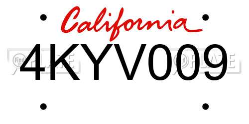 4KYV009 California License Plate