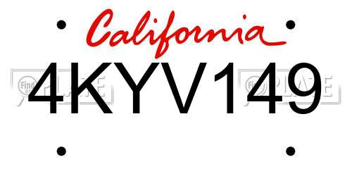 4KYV149 California License Plate