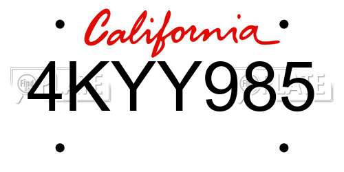 4KYY985 California License Plate