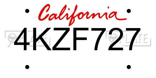 4KZF727 California License Plate