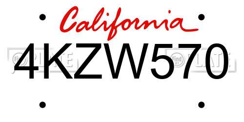 4KZW570 California License Plate