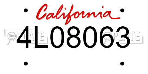 4L08063 California License Plate
