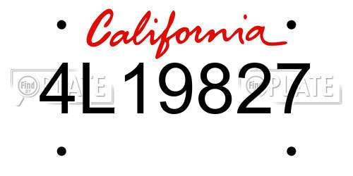 4L19827 California License Plate