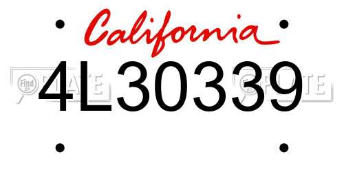 4L30339 California License Plate