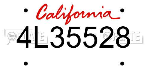 4L35528 California License Plate