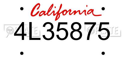 4L35875 California License Plate