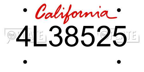 4L38525 California License Plate