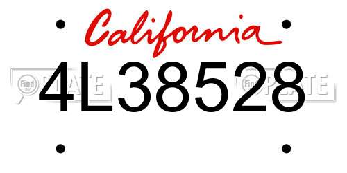 4L38528 California License Plate