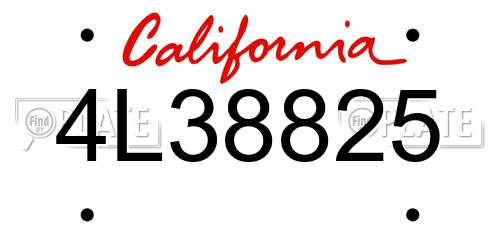 4L38825 California License Plate