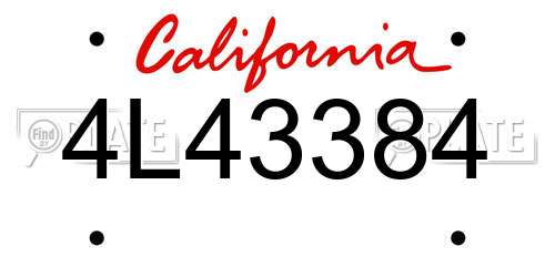 4L43384 California License Plate