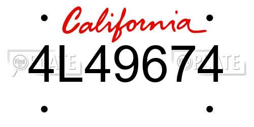 4L49674 California License Plate