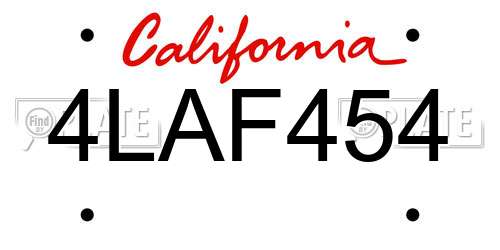 4LAF454 California License Plate