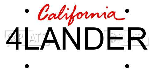 4LANDER California License Plate