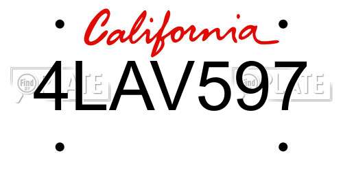 4LAV597 California License Plate