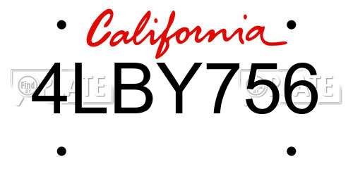 4LBY756 California License Plate